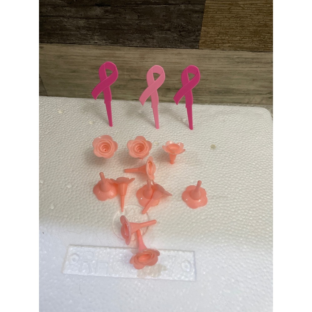 VTG Pink Ribbon Breast‎ Cancer Awareness Cake Cupcake Toppers Decoration Party
